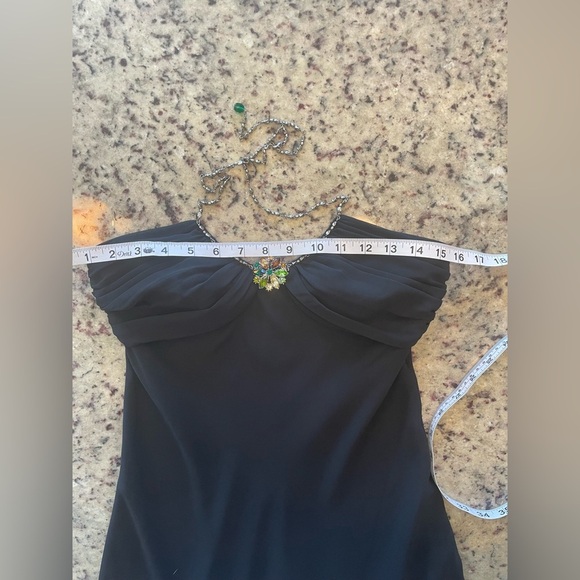 Women’s Y2K Cache  Black Halter Dress with Jewel Detail size 2 - Picture 4 of 8